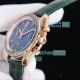 Swiss Replica Omega Speedmaster Moonwatch Rose Gold Green Leather Strap 42mm Watch (6)_th.jpg